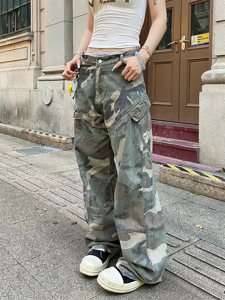 Women Y2k Baggy Camouflage Cargo Pants Vintage Y2k Harajuku Sweatpants Aesthetic Oversize Pants High Waist Trouser 2000s Clothes