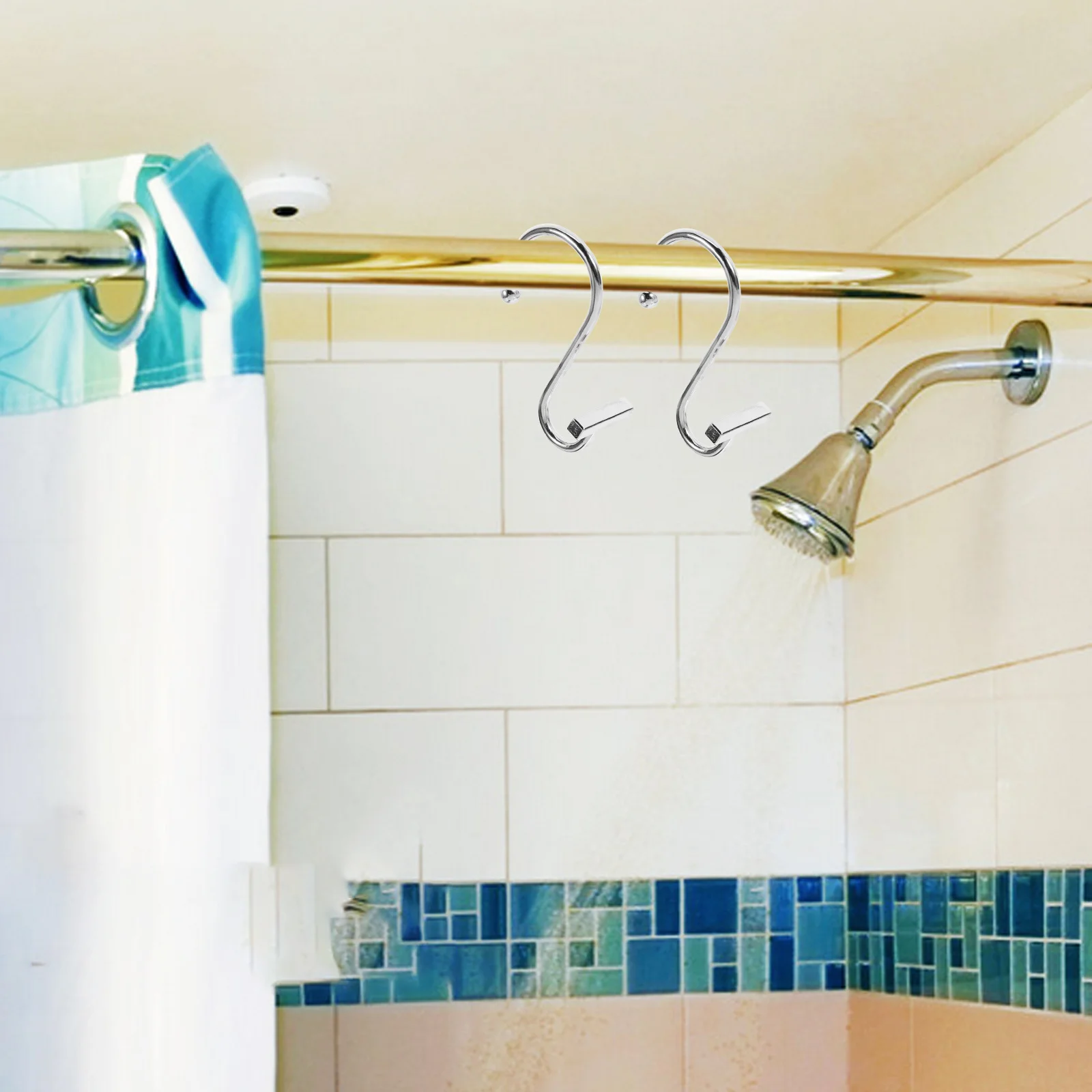 12 قطعة من شماعات ستائر الدش المعدنية بتصميم أنيق، خطافات زخرفية عملية مقاومة للاهتراء لخطافات ستائر الدش المنزلية #5