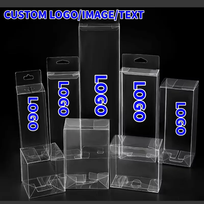 

50PCS Square High Clear PVC Packaging Boxes Thick Wedding Party Birthday Cup Chocolate Toys Jewelry Flower Folding Gifts Box