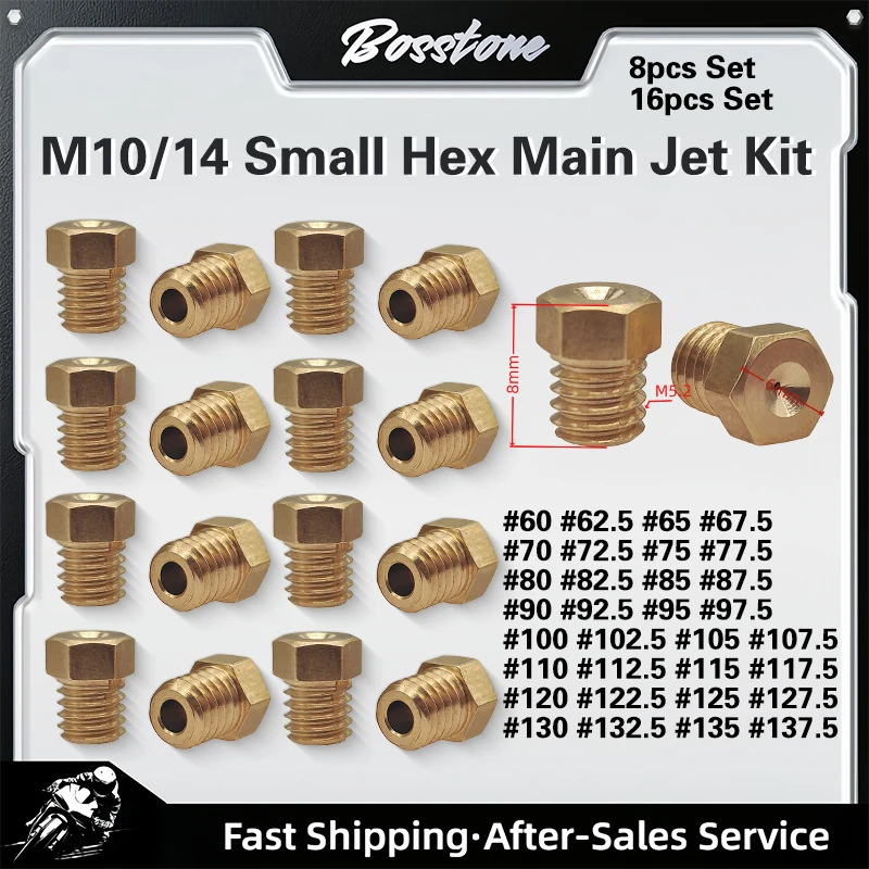 8pcs/16pcs M10/14 M/J Small Hex Main Jet Kit For Mikuni VM22-VM38 CY80 CY50 TZR50 YB-1 RZ50 Size #60-#137.5
