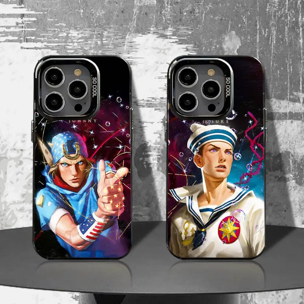 

J-JoJo s B-Bizarre Johnny Joestar Phone Case For iPhone 16,15,14,13,12,11,Pro,XS,Max,Plus,Mini,SE4,E Black Matte Shockproof Case