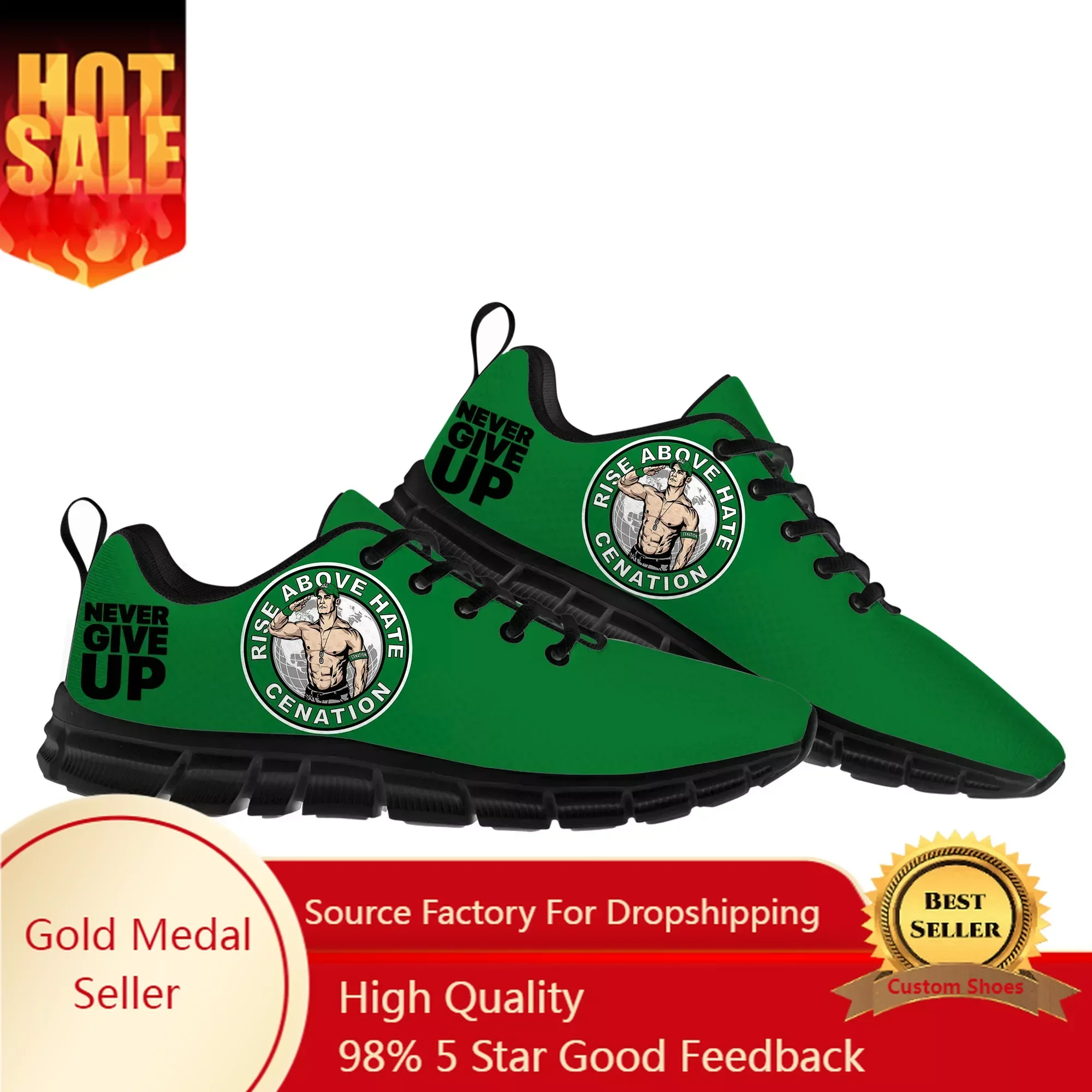 

John Cena 20 Years Never Give Up Sports Shoes Mens Womens Sneakers Parent Sneaker Customize Shoe