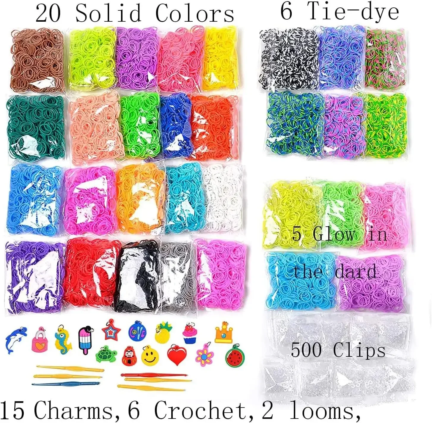 600pcs Colorful Rubber Loom Bands Refill Kit