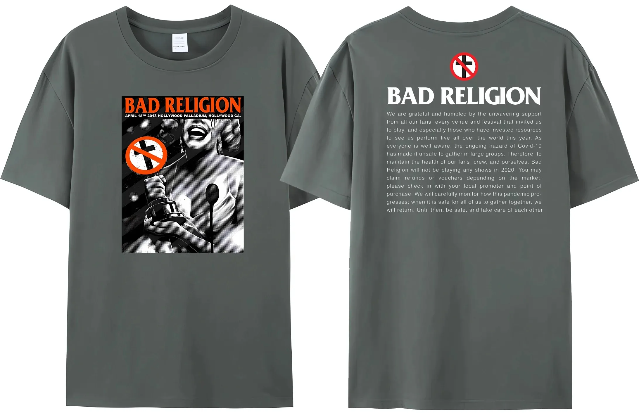 2024 Bad Religion T-Shirt Summer Cotton Fashion Short Sleeve  Men's Women's Short Sleeve Bad Nun Reversible Printed Tee