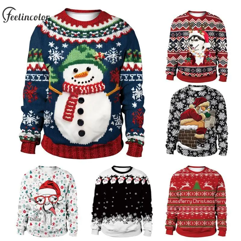 

Christmas Snowman 3D Print Sweatshirt Santa Claus Graphic Pullover Family Matching Sweatshirts Xmas Couple Clothes Holiday Gifts