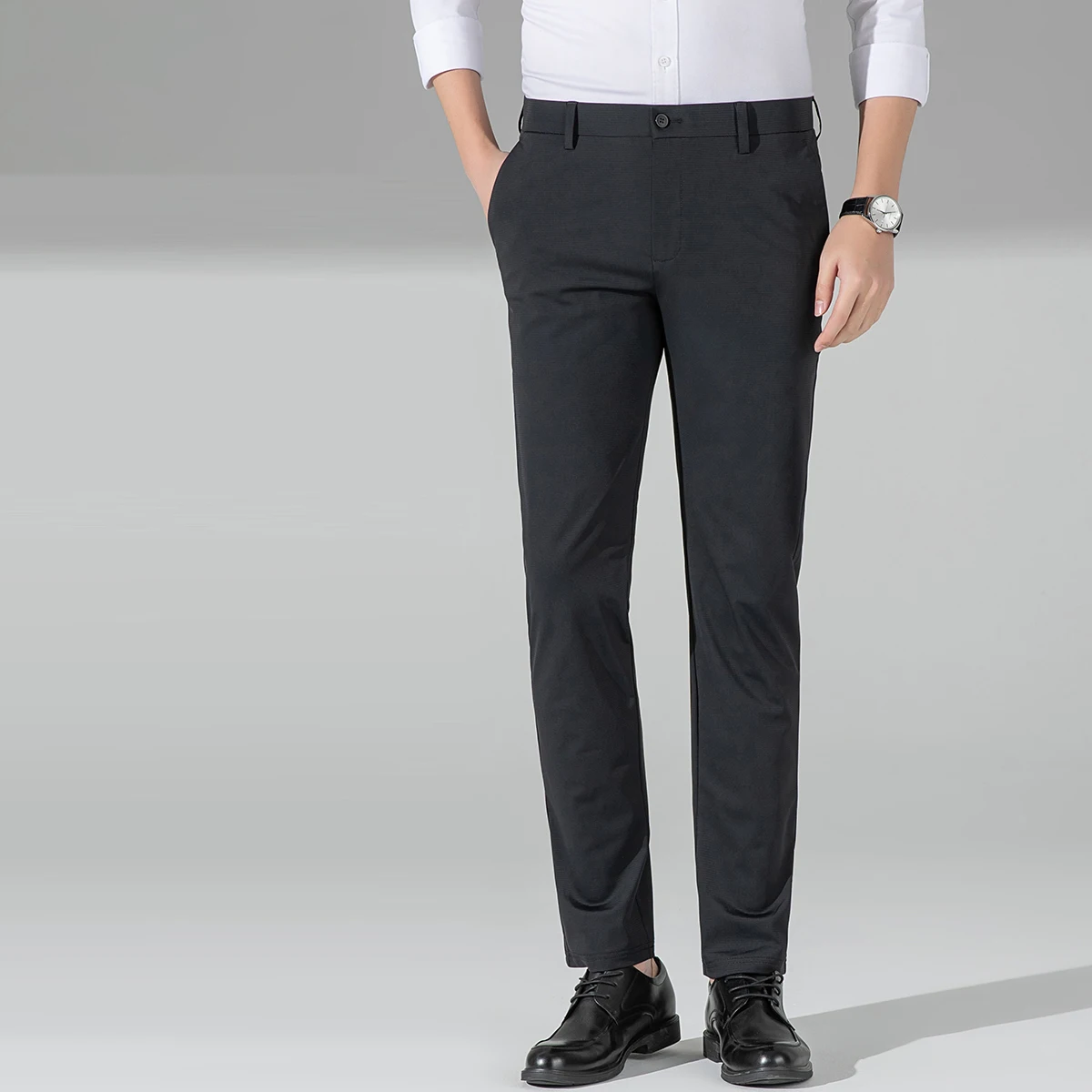 

2025 Spring Summer Men Suit Trousers Premium Stretch Work Trousers - Wrinkle-Free, Elastic Comfort, 10 Sizes (Black/Grey/Khaki)