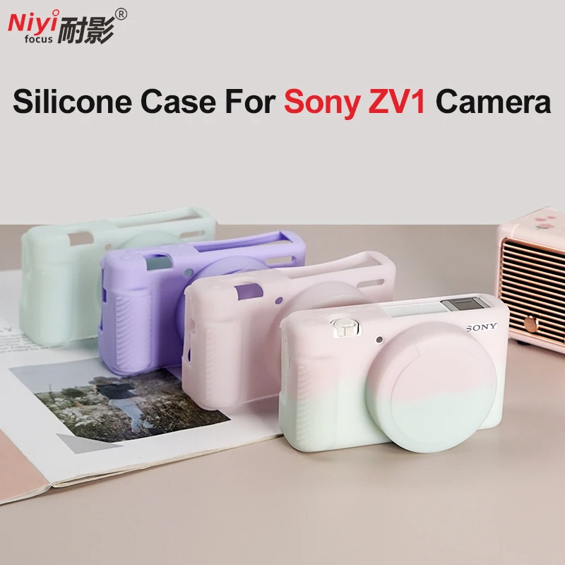 For Sony ZV1 Camera Soft Silicone Case Protector Camera Cover Bag with Screen Glass Film Bottom Opening