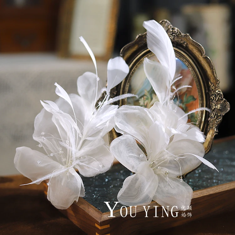 CC Romantic Hairbands Women Hair Accessories Wedding Hairwear Bridal Headdress Engagement Headpiece Feather Headbands Gift AN398