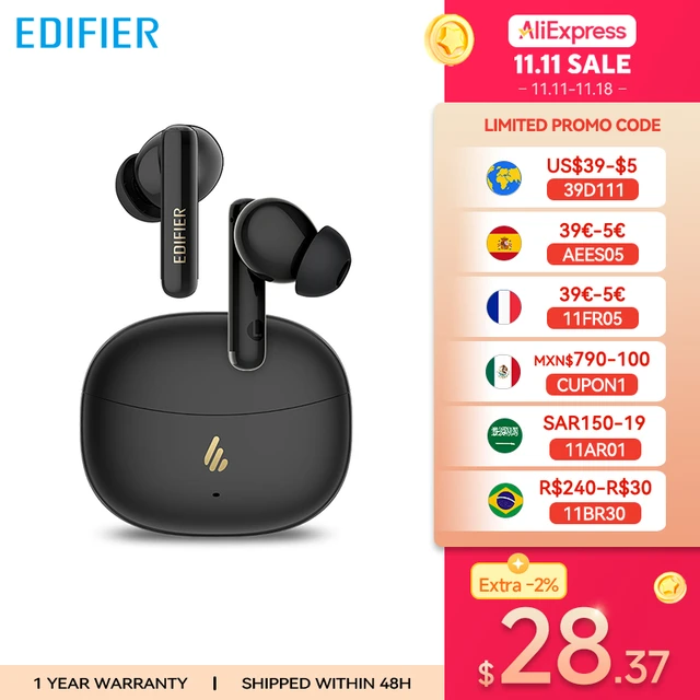 Edifier X5 Pro Active Noise Cancelling TWS Bluetooth Earphones with IP55 Waterproof on Aliexpress