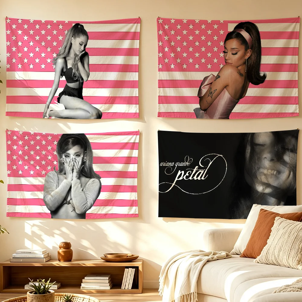 Singer A-AriAna G-GrAnde-S Petal flag Room Decoration Wall Tapestry Hanging Aesthetic Bedrooms Advertising Banner