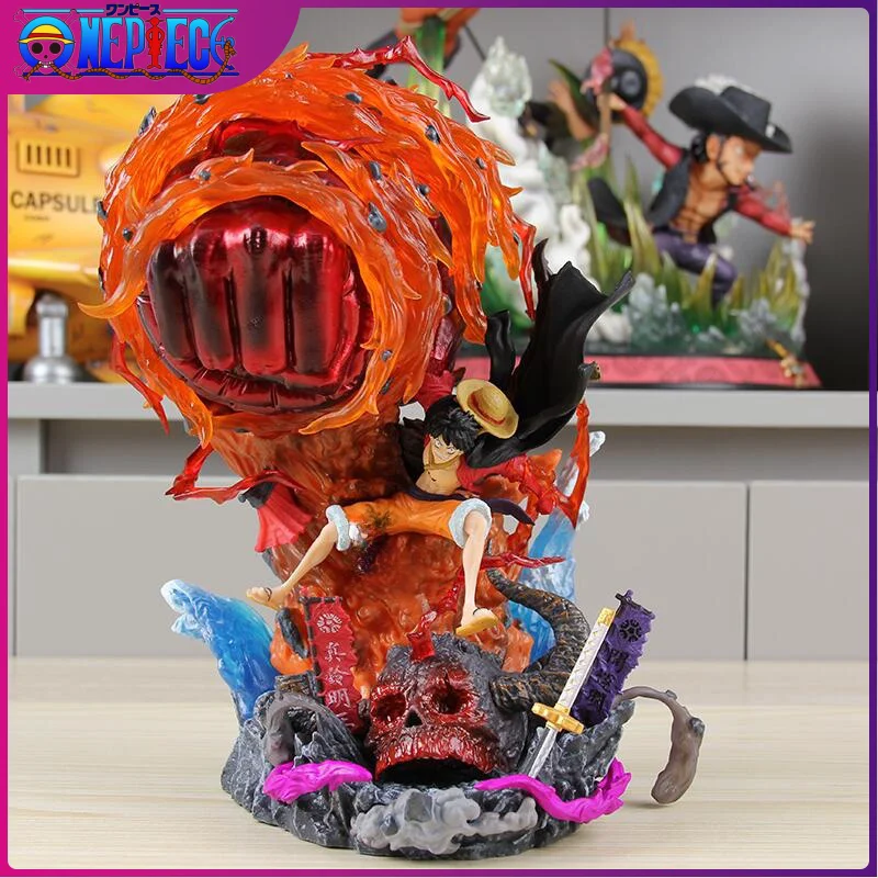 

One Piece Gk Anime Figure Toys 23cm Luffy Figures Gear 3 Figurine Red Roc Pvc Statue With Led Collectible Model Decoration Gifts