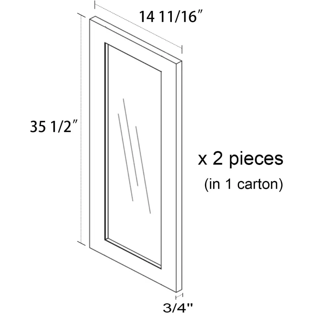 باب زجاجي لخزانة الحائط فقط، باب زجاجي لخزانة الحائط، خشب متين، لون شاكر أبيض، طلاء، 11 11/16 عريض × 28 1/2 ارتفاع ×