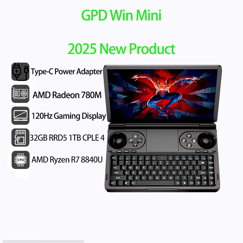 GPD WIN Mini 2025 AMD R7 8840U 32GB RAM 1TB  2TB SSD 7-inch windows11 system handheld mini pc laptop gaming console