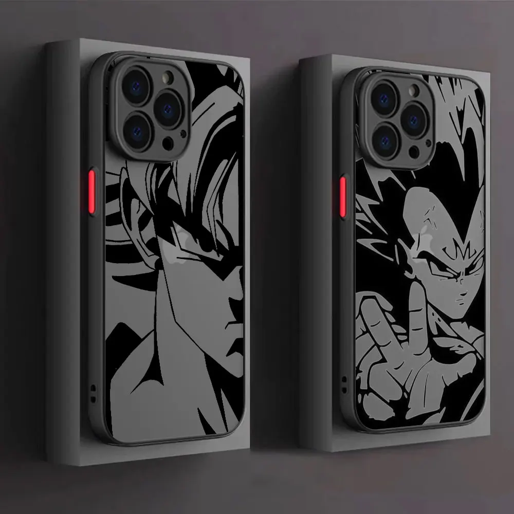 Matte Case for Apple iPhone 11 15 14 Pro Max 13 12 Mini 7 8 Plus XR X XS SE 6 6S Phone Cover Black Shell Cool Man Anime DBZ