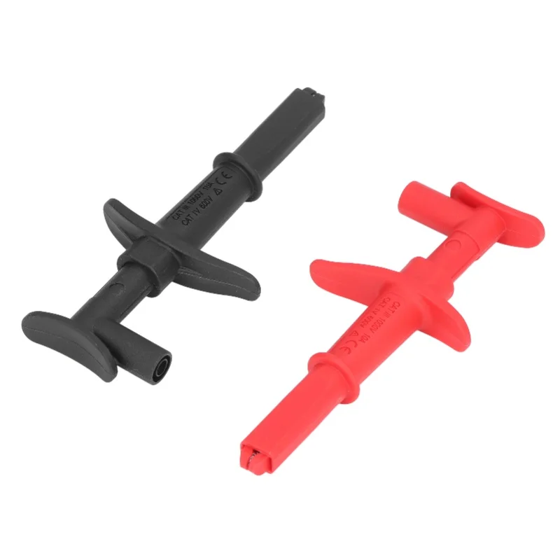 1 Pair Test Hook Clip Crocodile Clamp Red Black Accessory Set Kit For Electronic Testing