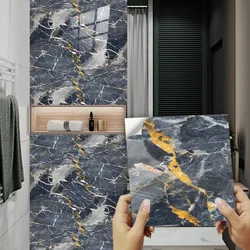 10pcs Marble Pattern Tiles Sticker Kitchen Backsplash Oil-proof Cupboard Washbasin Peel & Stick Waterproof Art Wall Decals