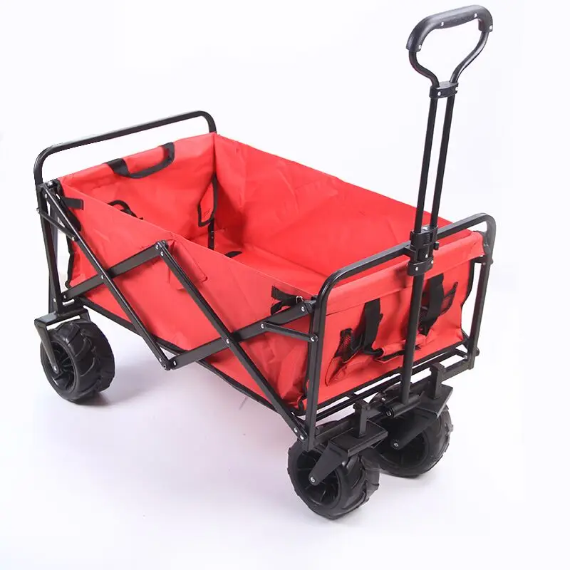 oem premium outdoor folding trolley 4-wheeled camping foldable cart for beach picnic