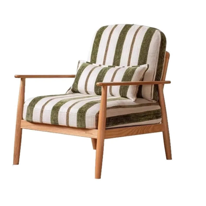 

Medieval leisure chair solid wood high backrest soft bag sofa French retro home single sofa