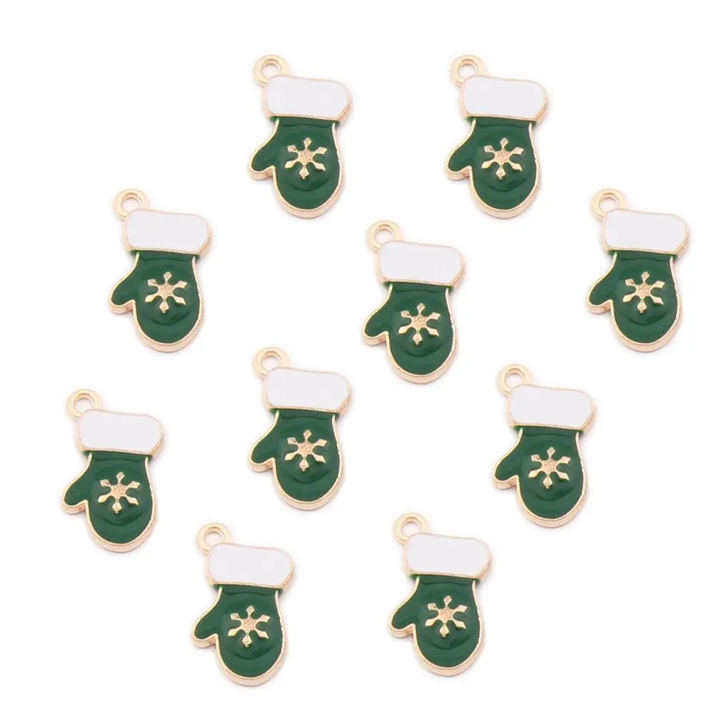 10pcs Decoration Bracelets Making Snowman Earrings Enamel Christmas Tree Pendant Santa Claus Elk Charms