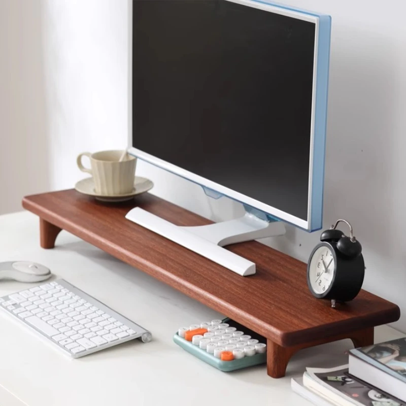 Sale Good Quality Nordic Computer Monitor Mounting Bracket Beech/Black Walnut Wood Desktop Screen Storage Support Base