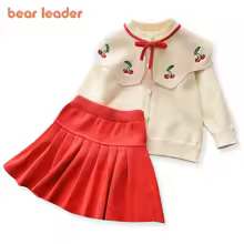 Bear Leader Baby Girl Clothes Set Sweet Outfits Autumn Winter Kids Girls Long Sleeve Knitted Embroidery Sweater + Skirt 2pcs Set - Image 1