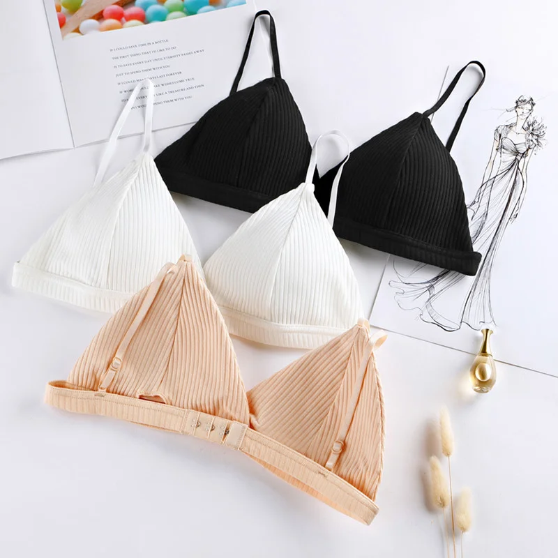 Women'S Cotton Push-Up Bralette Solid Color Bras Seamless Wire-Free Brassiere Sexy Lingerie Simple Underwear For Female Girls