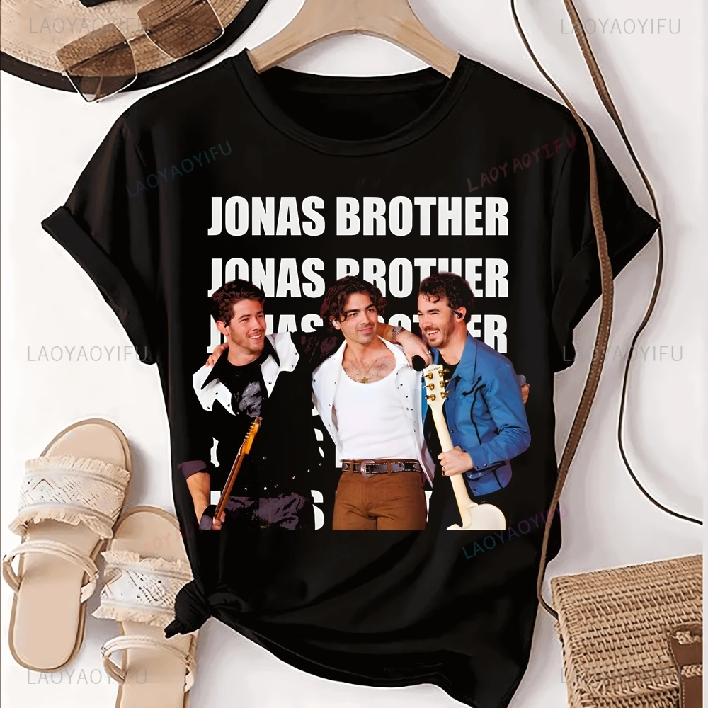 Casual JONAS BROTHERS Band Printed T-shirt Top JONAS BROTHERS Trend Short Sleeve Unisex Shirt Graphic Oversized T-shirt