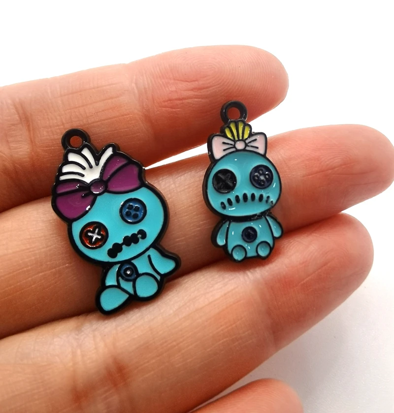 Disney 10 Uds. Pendientes con dijes esmaltados Stitch Scrump DIY llavero collar colgante pulsera joyería hecha a mano hallazgos regalo