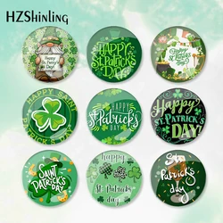 2024 New St. Patricks Day Lucky Clover round Button Badge Brooch For Clothes Backpack Decoration Pin Jewelry