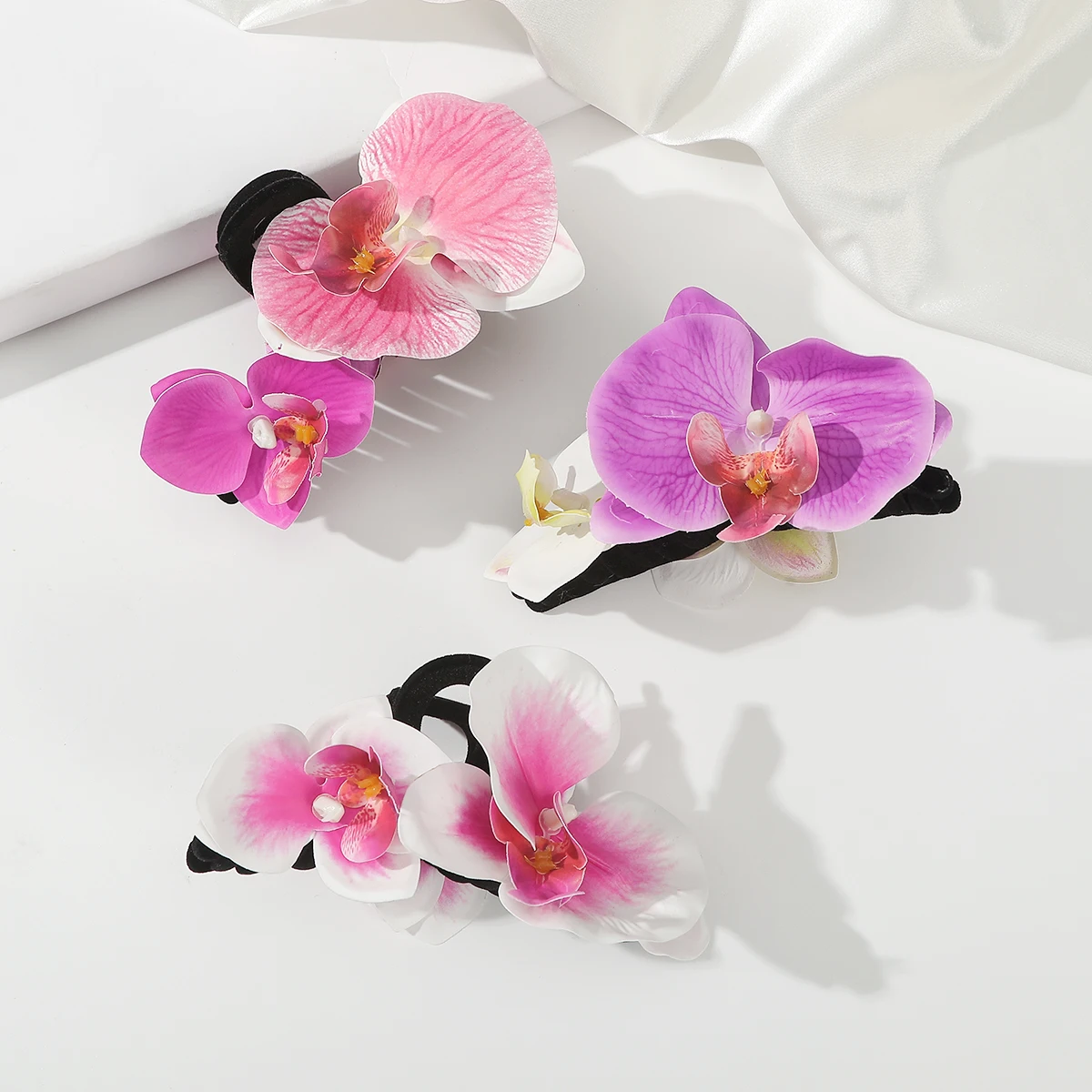 Butterfly Orchid Flower Hair Claw Shark Clip Women Fairy Flower Hairpin Hair Crab Clip Headwear Barrette Hair Accessories