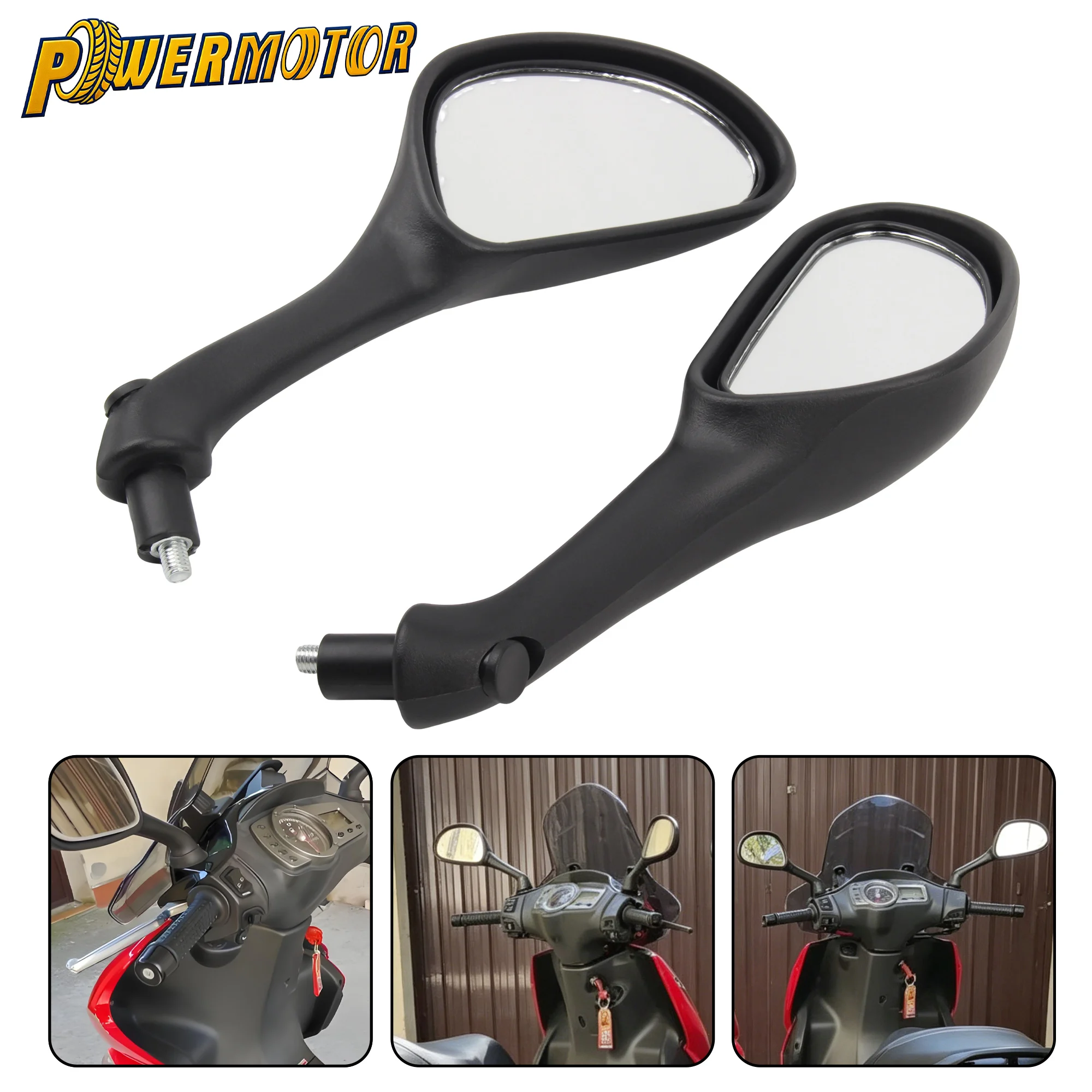 1 par de espejos retrovisores para motocicleta, espejo lateral con rosca M8 × 1,25, repuesto para Aprilia Derbi Moto Guzzi Vespa Gilera Piaggio