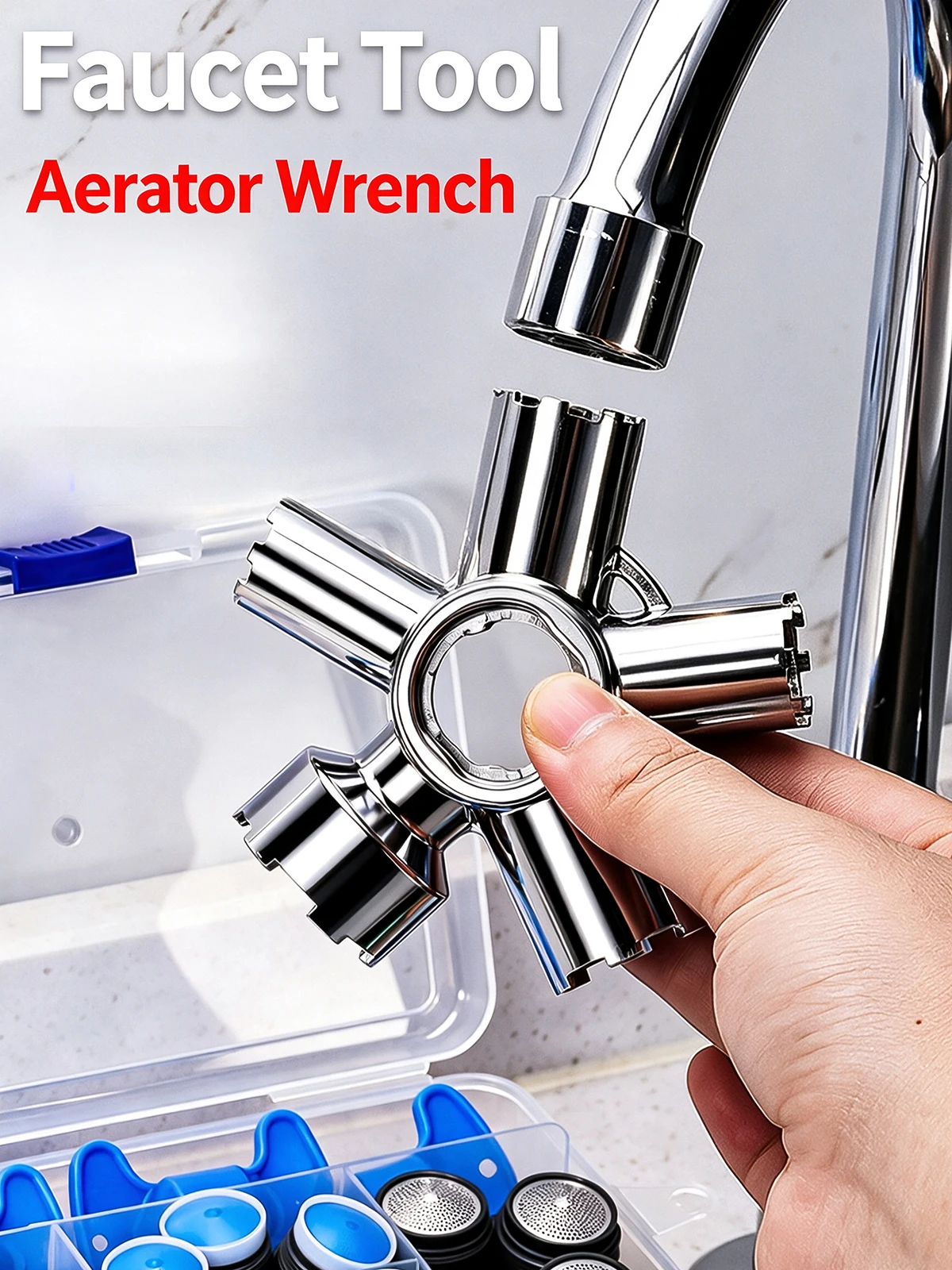 Set 10 in 1 per la rimozione e la sostituzione del aeratore del rubinetto, per valvole filettate M16.5-M28, per riparazioni idrauliche del rubinetto d