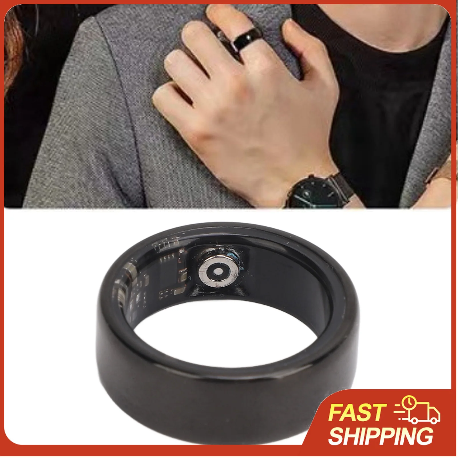 

Умное кольцо для здоровья из керамики с зарядным кейсом, мониторинг сна, частоты сердечных сокращений, SpO2, совместимость с приложением для отслеживания фитнеса