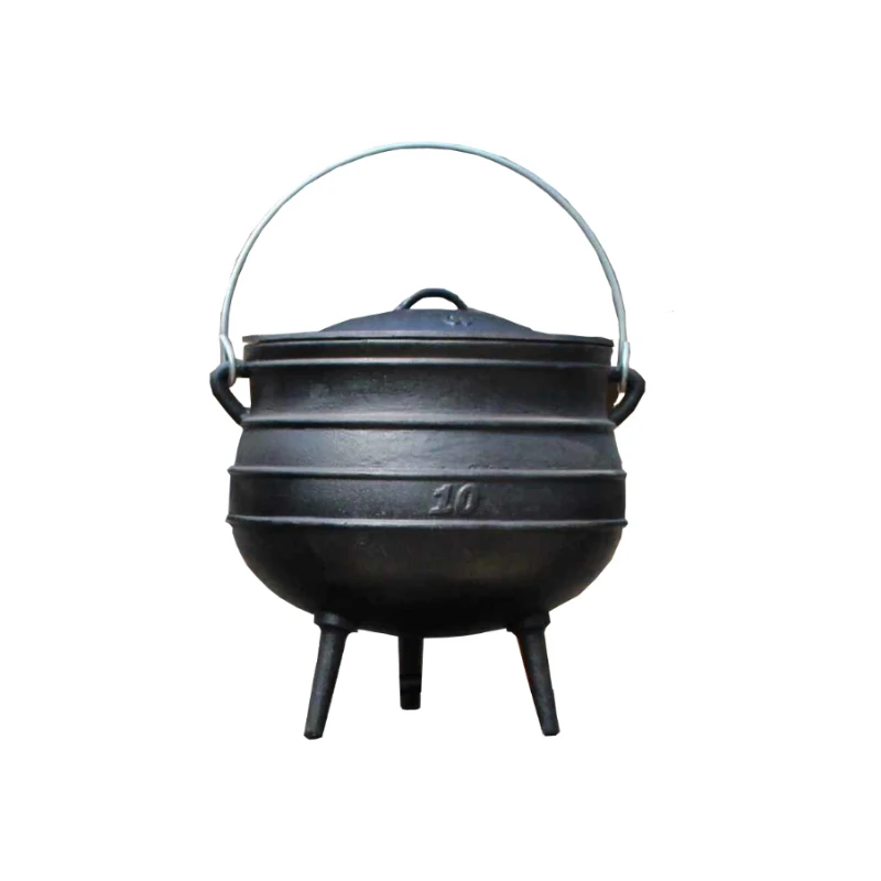 28L Large Size Cast Iron Potjiekos Three-legged Stew pot, Outdoor Camping Saucepot 10#