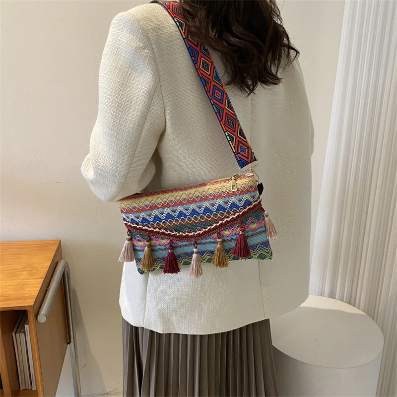 New Tassels Purses and Handbags Fashion All-match Bohemian Style Vacation Mixed Colors Elegant Crossbody Bags for Women