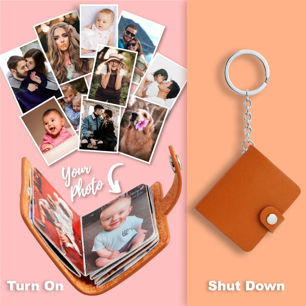 

Custom Photo Keychain Album Leather Car Keychain Jewelry Personalized Commemorative Album Souvenir Gift For Birthday Anniversary