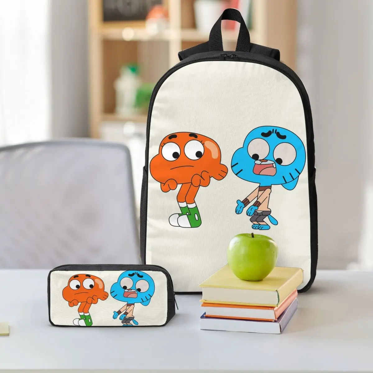 Gumball en Darwin, What The What Rugzak Jongen Meisjes Boekentas Schooltas Laptop Schoudertassen 3ps Geïsoleerde lunchtas Etui