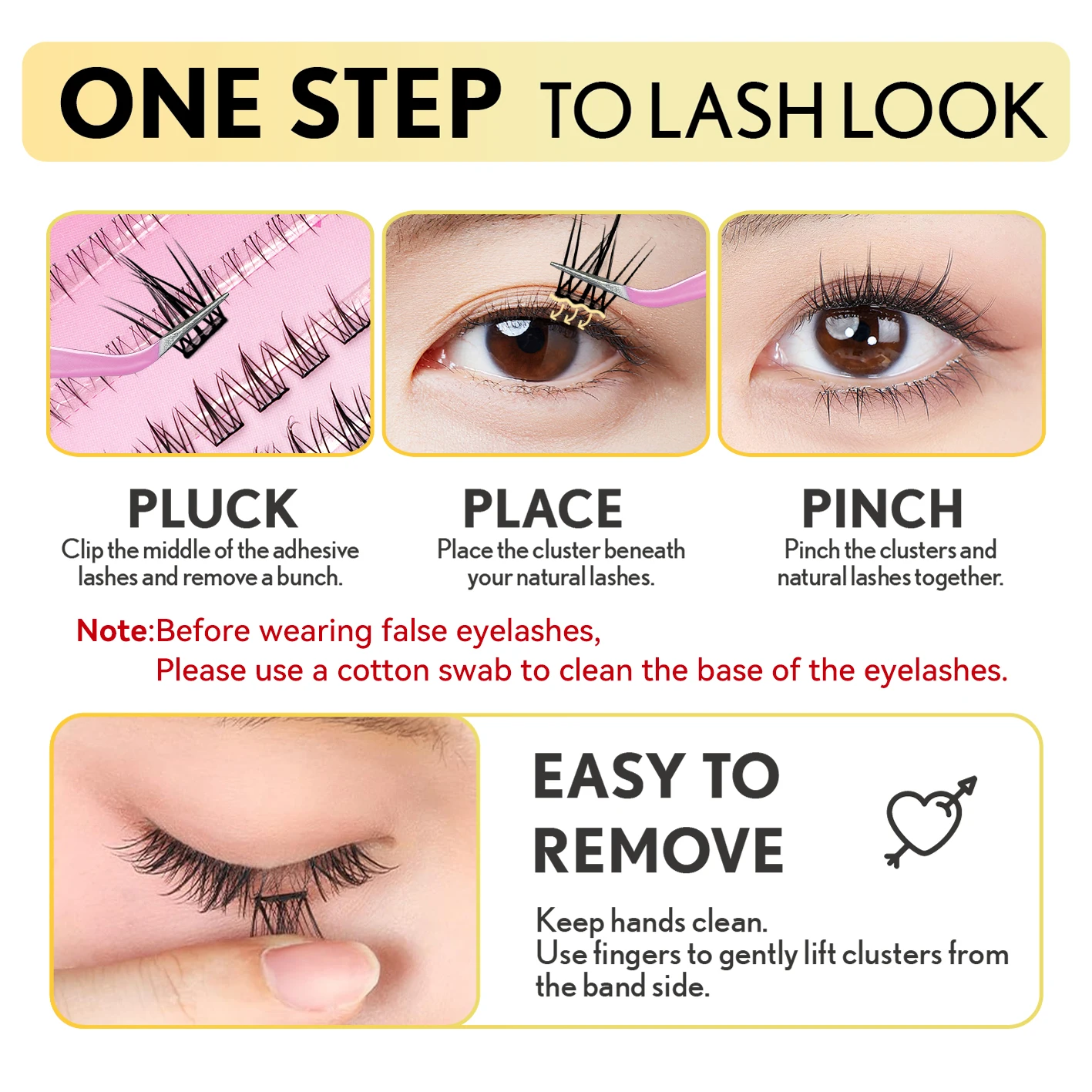 Self-Adhesive Cluster Eyelash Extensions Individual Beauty Makeup Enhancer for Eyes