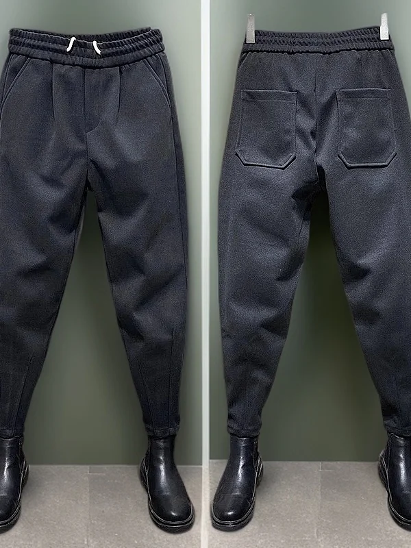 

Мужские повседневные свободные шерстяные брюки-карго на осень-зиму, укороченные (9/10 длины), простые, стильные, удобные, из полиэфирного волокна