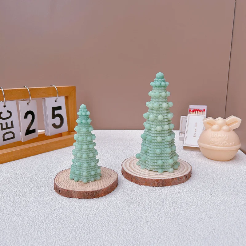 3D Bubble Christmas Tree Candle Mould DIY Pagoda Christmas Tree Aromatherapy Gypsum Resin Silicone Mold