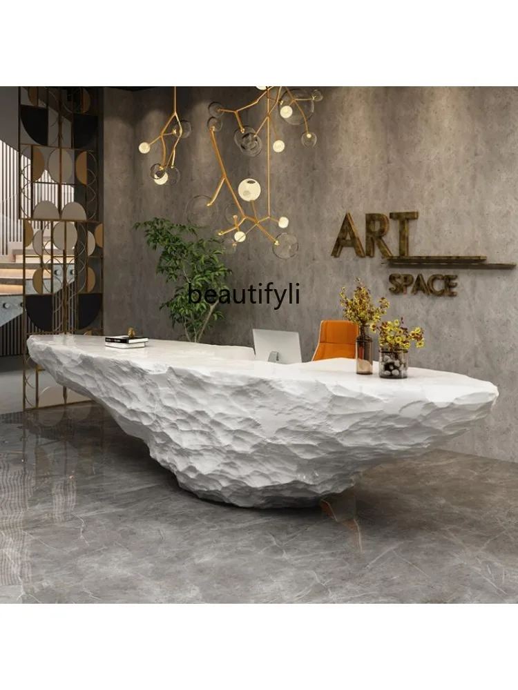 Paint Front Desk FRP Reception Desk Beauty Salon Modern Special-Shaped Creative Service Bar Desk