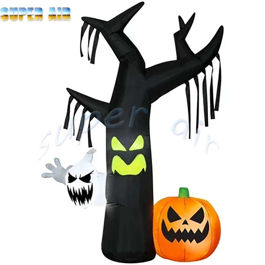 Special design Halloween decoration fearful inflatable dead tree with pumpkin and ghost