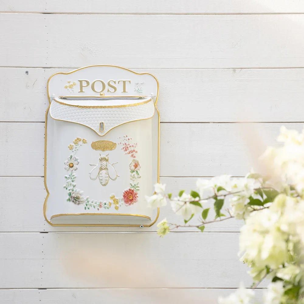 D10 European Retro Wrought Iron Mailbox Creative Home Suggestion Box Wall Decoration Storage Box
