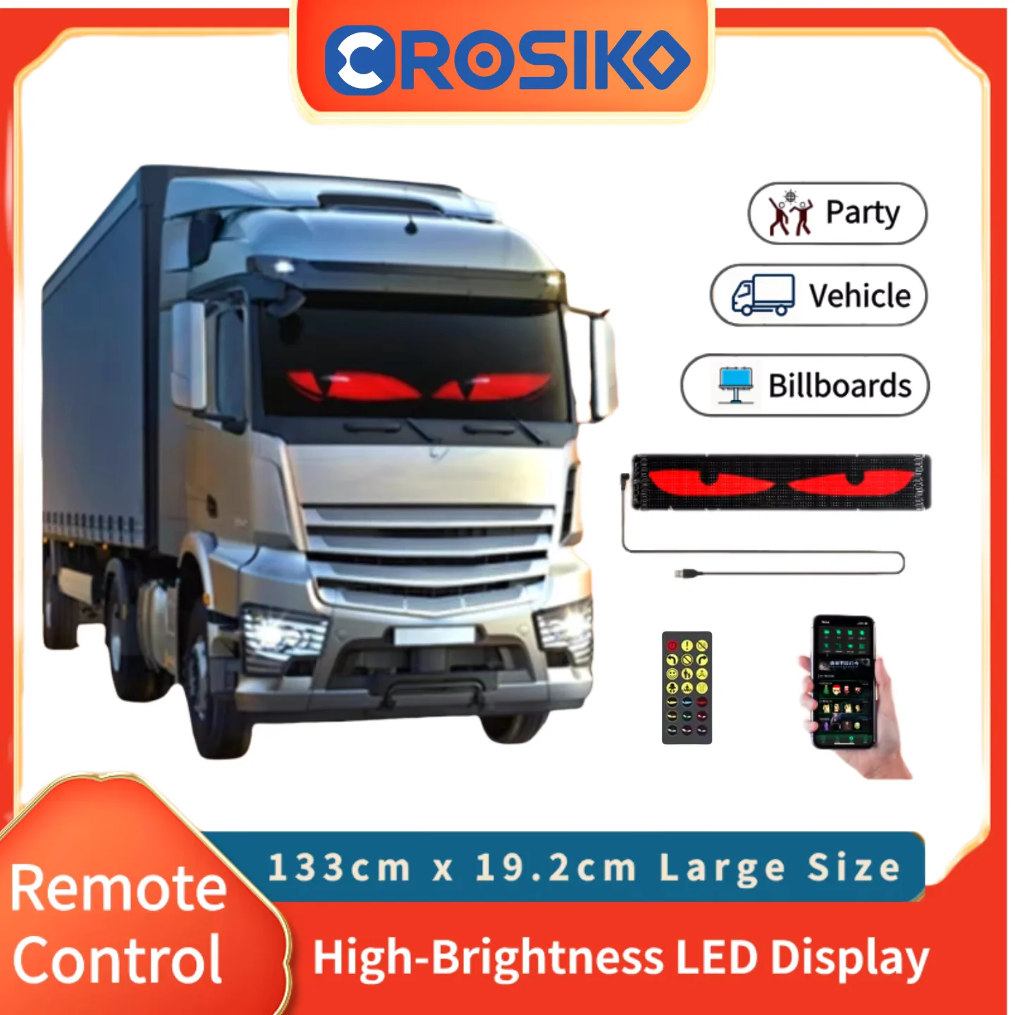 

CROSIKO K16-3 Bluetooth Programmable Flexible LED Screen For Car Truck IP65 Waterproof Custom Animation DIY Text Display
