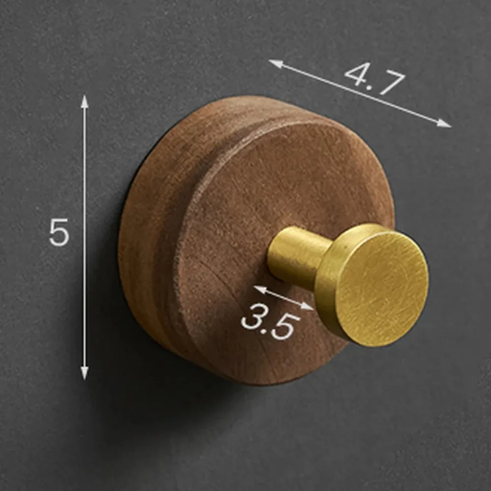 Creative Coat Hook Free Perforated Walnut Wood with Space Aluminum Gold Hanger Wall Doorway Wall Load-bearing Hook Without Trace