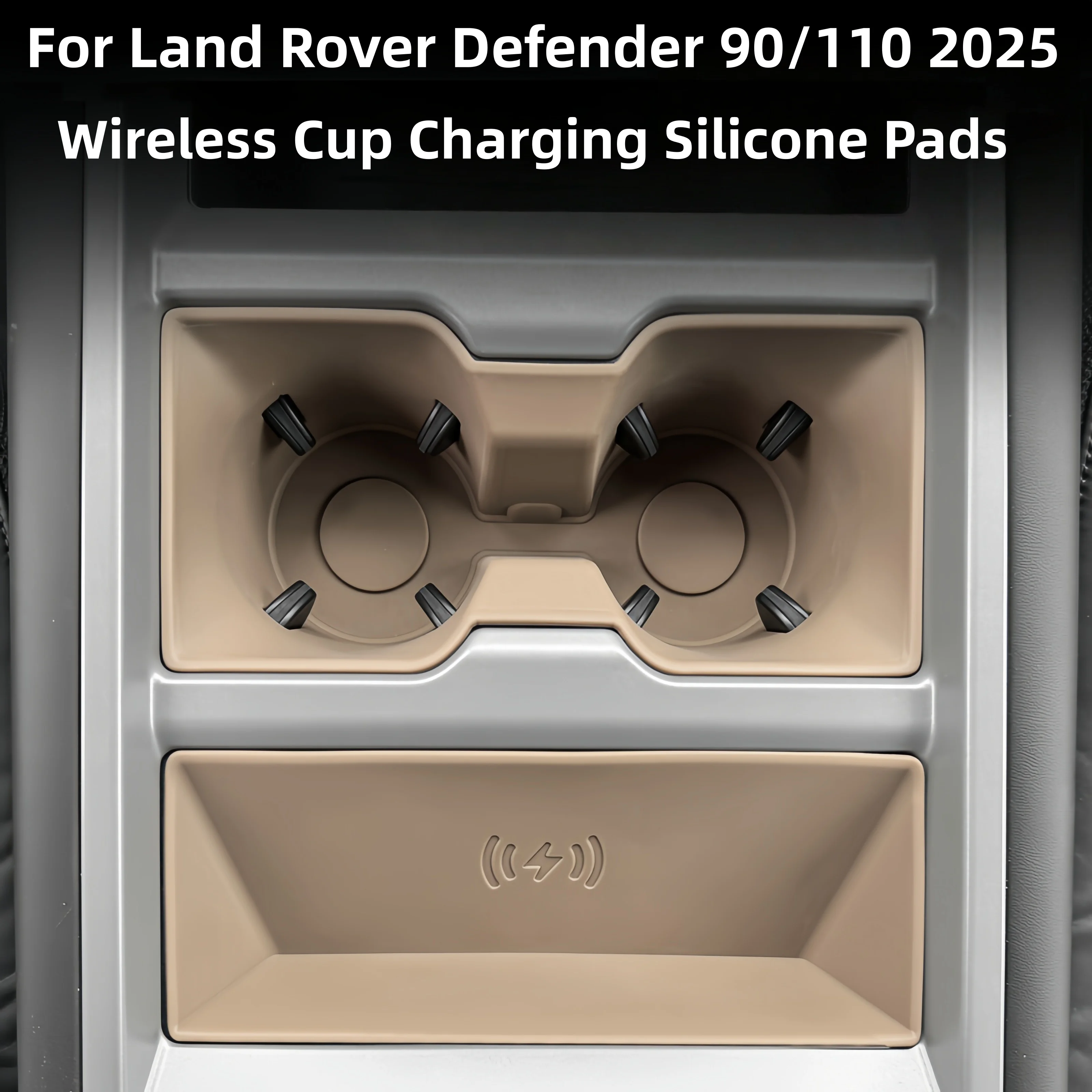 

For Land Rover Defender 2025 90 110 130 Modified Central Control Wireless Charging Pad Water Cup Holder Silicone Non-slip