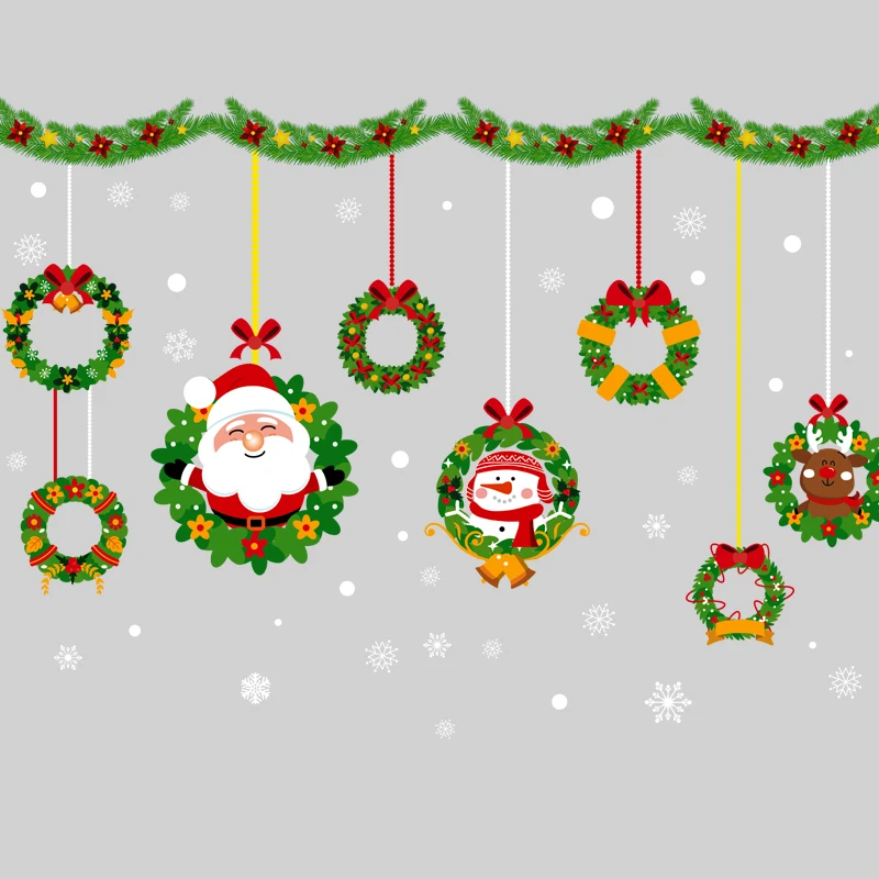 Christmas Decorations Wall Stickers Glass Window Stickers Holiday Door Stickers Santa Window Decoration Hanging Stickers