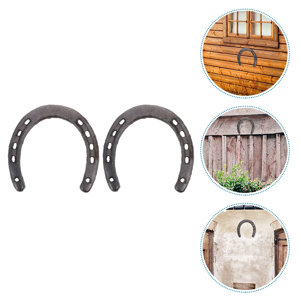 2pcs Horseshoe Wall Decor Cast Iron Horseshoe Vintage Wall Hanging Ornament