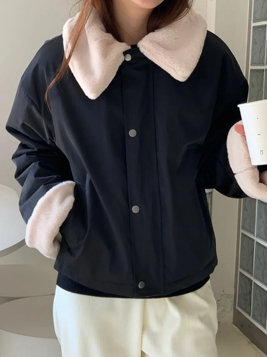 Retro Sle harige kraag oversized rits Jaet dames warmte gevoerde bovenkleding chique winterjas rechte snit lang Sve