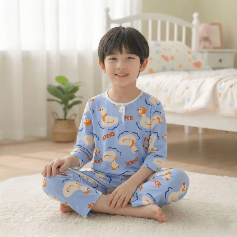 Summer Long-sleeved Thin Air-conditioning Clothes for Older Children, Boys, Baby Boys, Loungewear